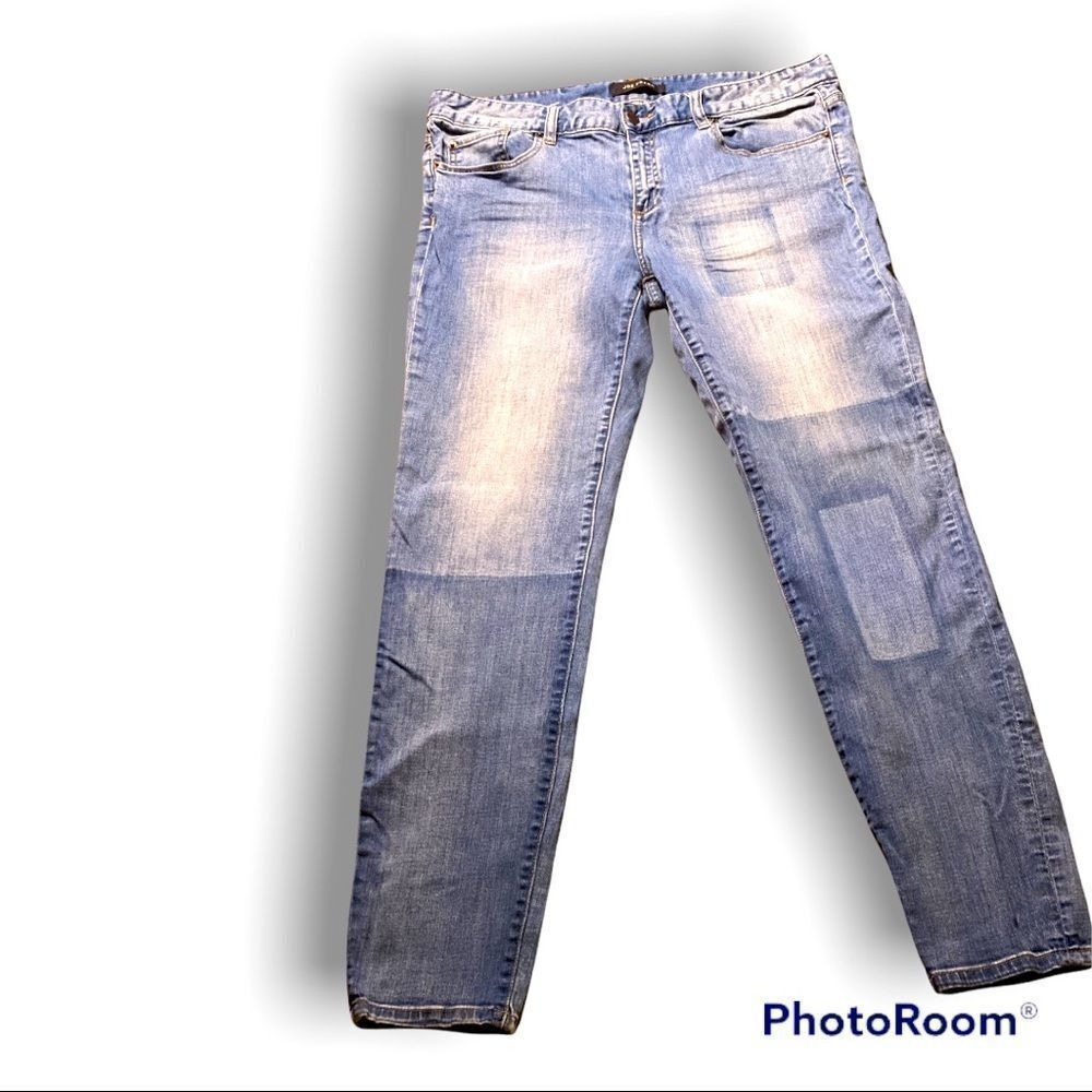 Joe Fresh ASTOUNDINGLY Hip Patchwork Look Ultra Slim Low Rise Jeans Vintage Look